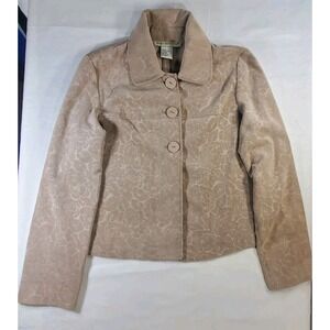 Requirements Womens Jacket Blazer Beige Corduroy Size M Button Front Minimalist